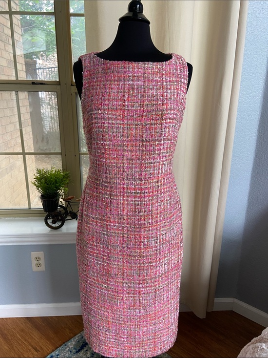 Preston & York Dresses & Skirts - Preston & York Pink Multi-Color Tweed Midi Sheath Dress